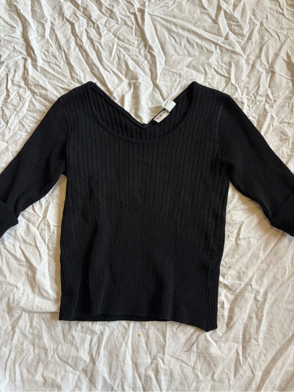 Mixit Black Ribbed Scoop Neck Sweater